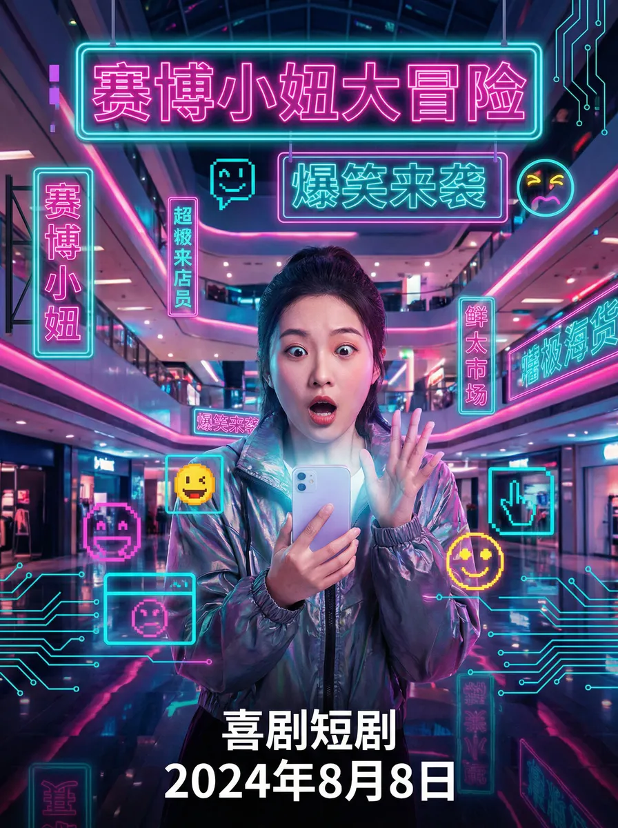 全力扣杀 电影 搞笑喜剧短剧 - 赛博小妞大冒险海报